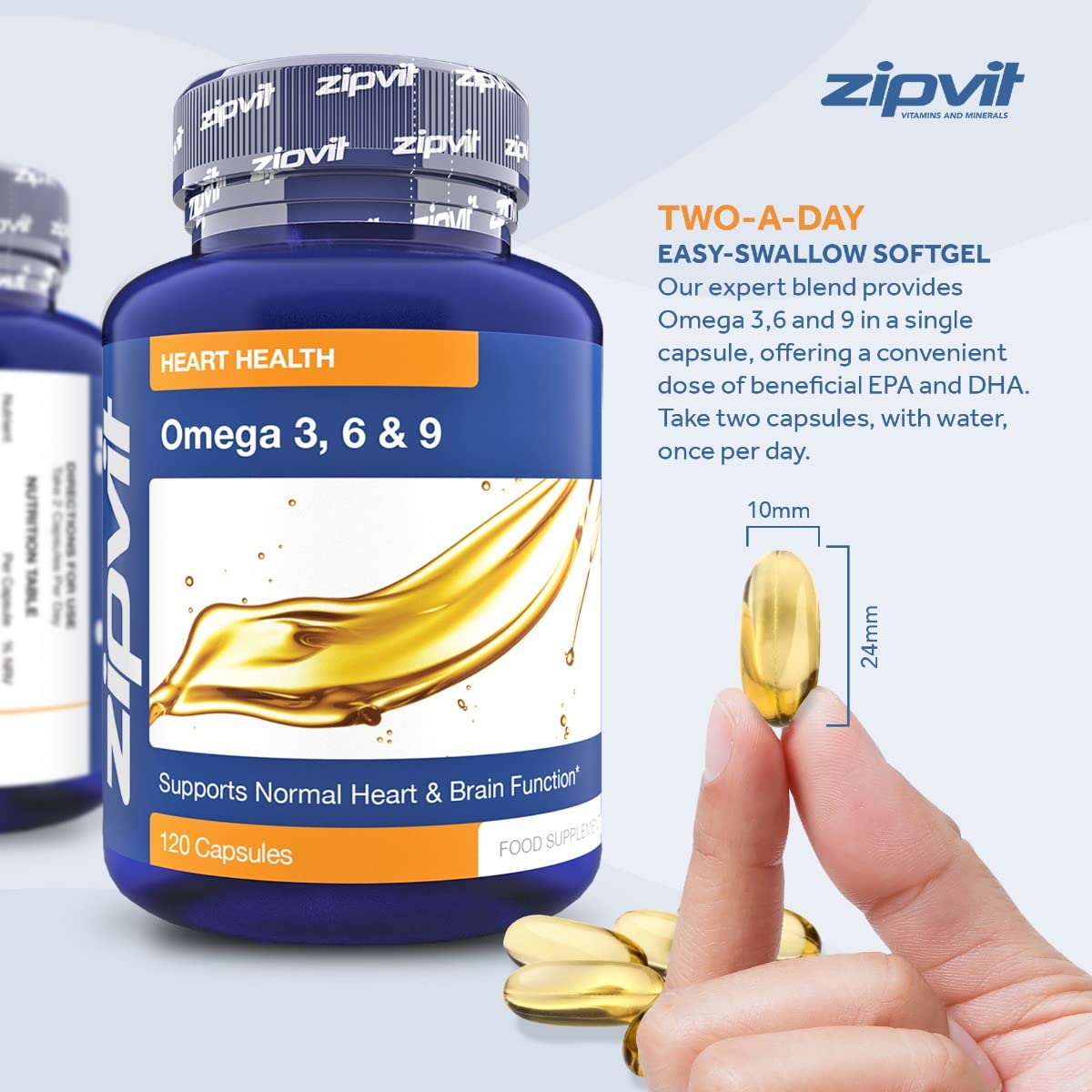 Omega 3 6 & 9 Oil 1000mg, 120 Softgels. Source of Alpha-Linolenic Acid. Supports Maintenance of Normal Blood Cholesterol. Made in UK.