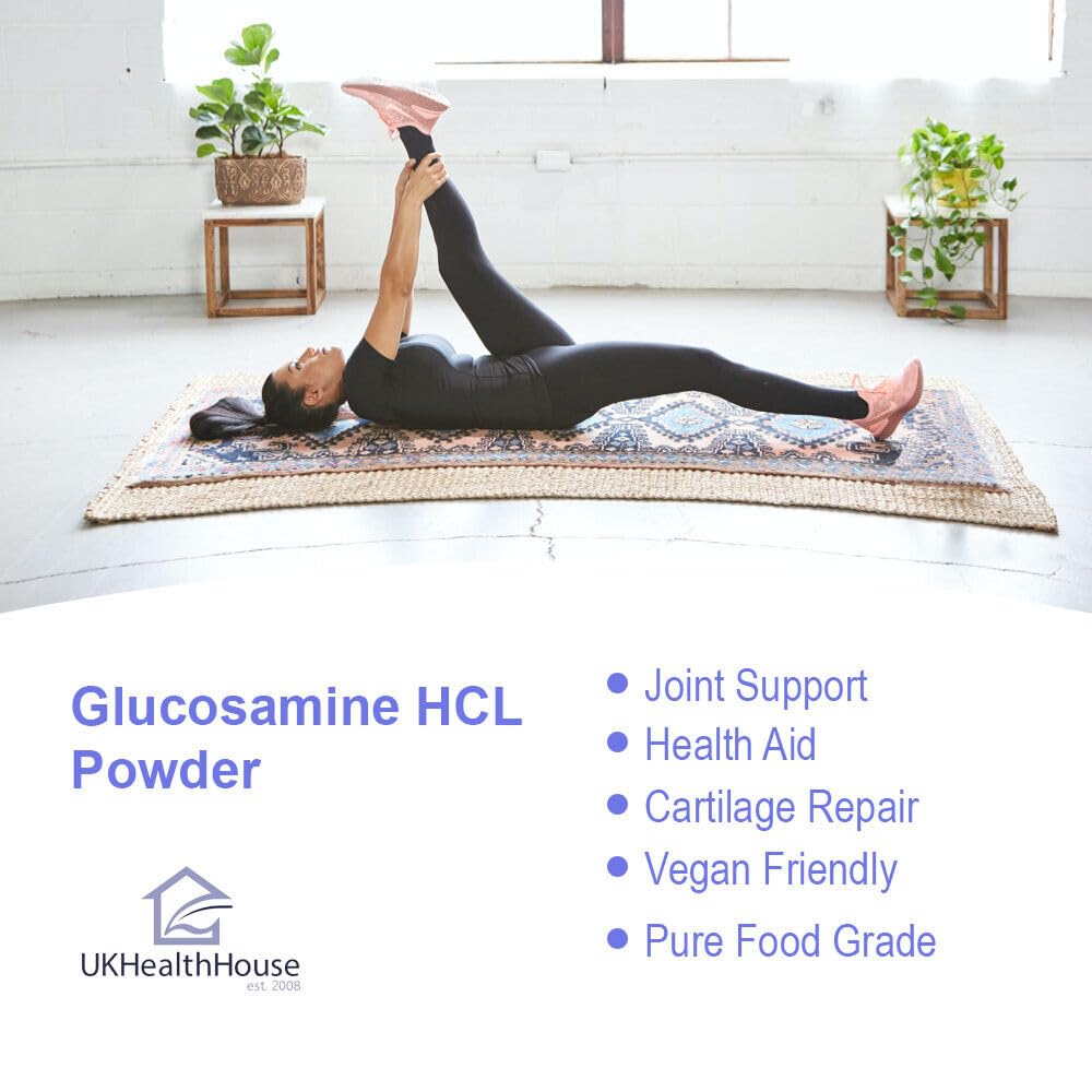 UKHealthHouse Glucosamine Hydrochloride Powder Joint and Cartillage Support Extra Strength 40 Mesh D-Glucosamine HCL Powder Glucosamine HCL Supplement (100g)