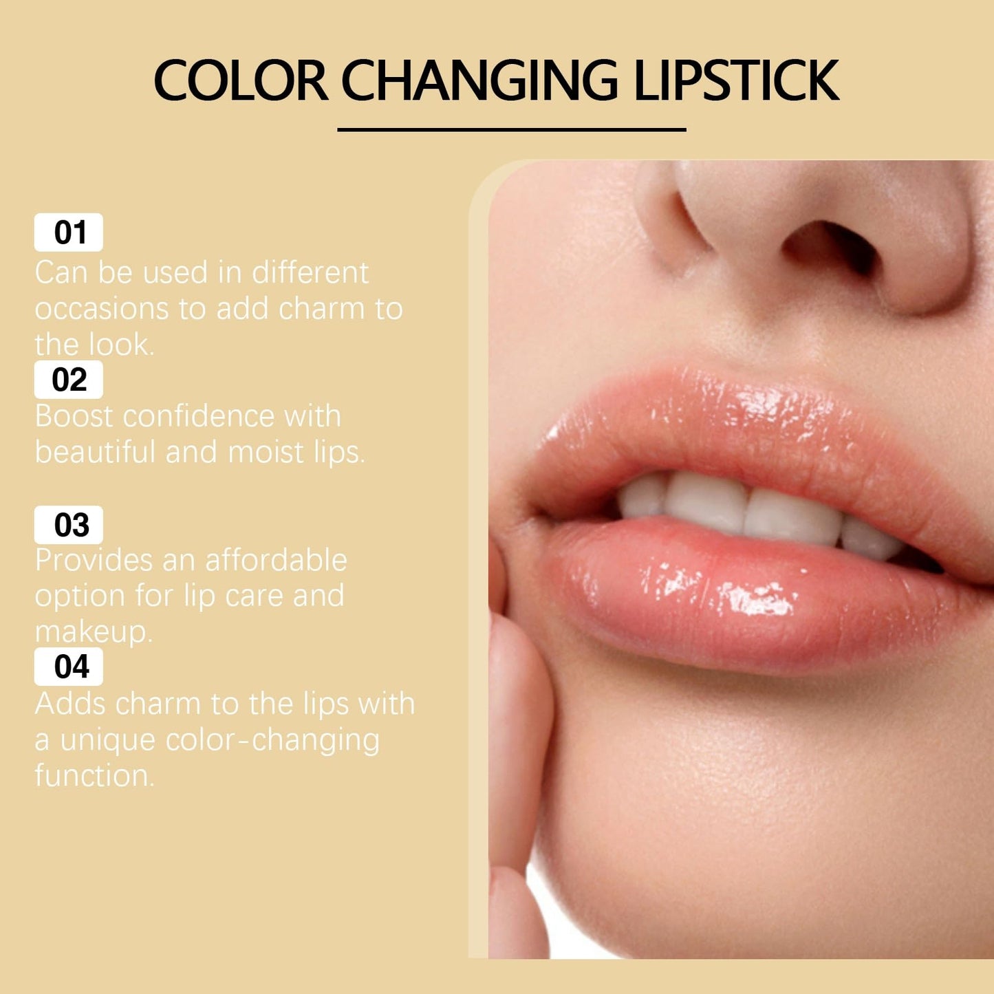 Fankayi Transfer-Proof Color Changing Lipstick with Gold Foil,Transparente Transferproof Gold Crystal Color Changing Lip Stick,24h Long-Lasting Hydration & Glossy Shine Lip Gloss,Colour Changing Lipstick