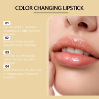 Fankayi Transfer-Proof Color Changing Lipstick with Gold Foil,Transparente Transferproof Gold Crystal Color Changing Lip Stick,24h Long-Lasting Hydration & Glossy Shine Lip Gloss,Colour Changing Lipstick