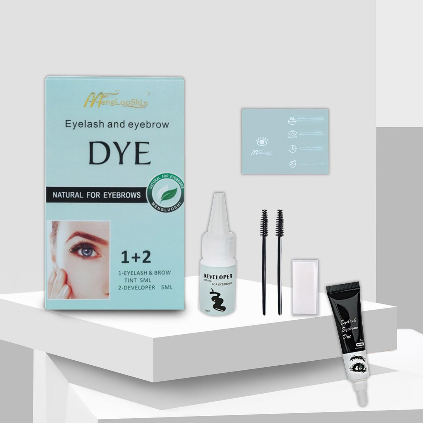 Guegine Eye Brow Tint Kits 38g Black Eyebrow Tint Eyebrow Tint Eye Lash Tint Eyelash And Eyebrow Dyeing Kit Semi-Permanent Lasts 4-6 Weeks Can Be Diy Suitable For Salon Home Use