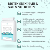 Forever & Always Supplements 90 x Vegan Hair Skin and Nails Vitamins for Women & Men, Vegan Collagen, biotin and zinc Complex for Hair Growth, Strong Nails & Healthy Skin