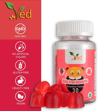 Ved Kids Iron Gummies for Iron Supplement, Energy & Immune System Strawberry Flavour-15 Days Supply, Vegan Iron for Kids - 30 Chewable Kids Vitamins Gummies (15 Days Supply)