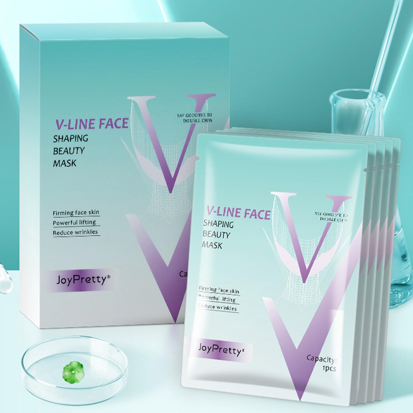 Nadiaen 5Pcs V Line Face Lifting Chin Mask, Bloskin Double Chin Mask, Face Lift Tape for Tighten Jawline, Lift Face, Nourish Skin
