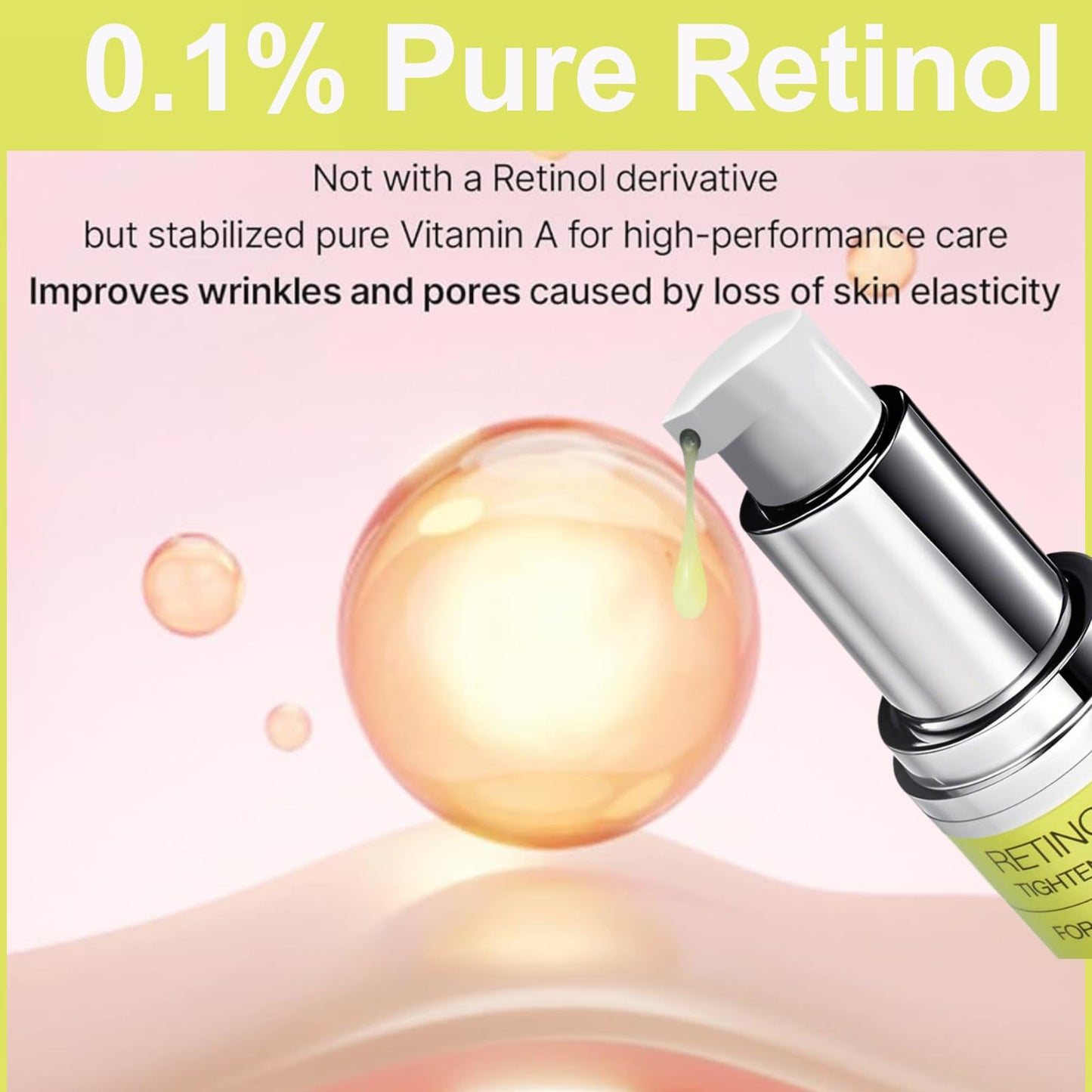 Tongyend Retinol Skin Booster Serum 30ml - Retinol Serum for Face 0.1% Pure Retinal with Peptides, Korean Anti-Aging Serums for Wrinkles, Pore Minimiser, Vegan & Fragrance-Free