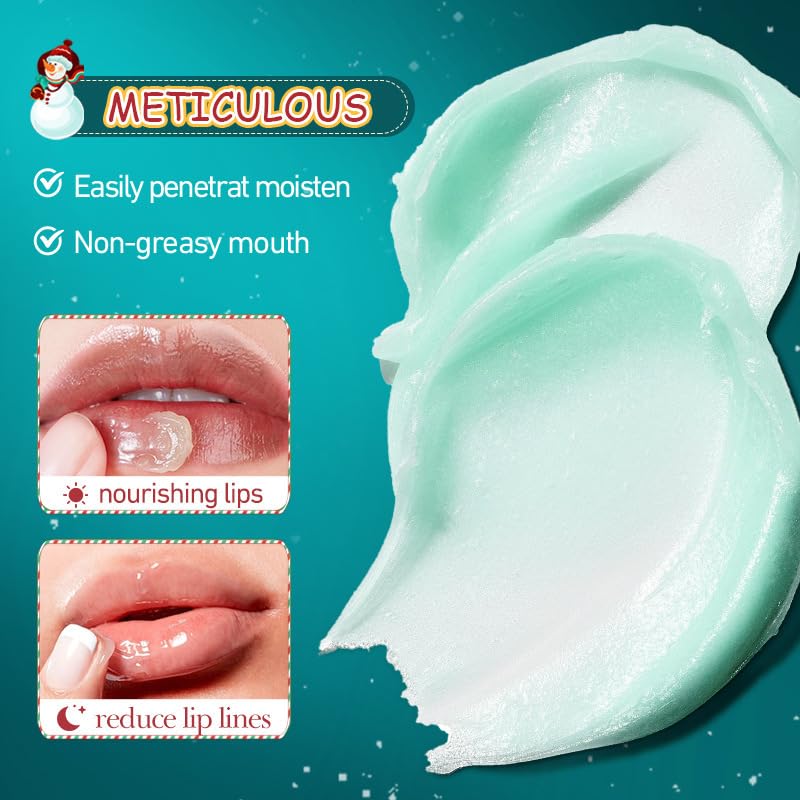 SHEBEEDO Christmas Lip Balm Set,Mini Lip Sleeping Mask Set+Lip Balm Set,Day And Night Repair For Chapped Cracked Dry Lips,Moisturizing Lip Mask Multipack,Natural Bright,Reduce Lip Lines&Wrinkle,Gifts For Women