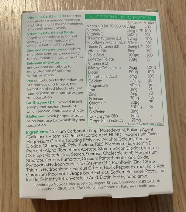Prime Fifty Fighting Fatigue Supplement – 120 Day Supply – Energy Tablet with Vitamin B12, Magnesium & Iron for Over 50s – Co-Enzyme & C, D & B Vitamin Tablets for Tiredness & Fatigue