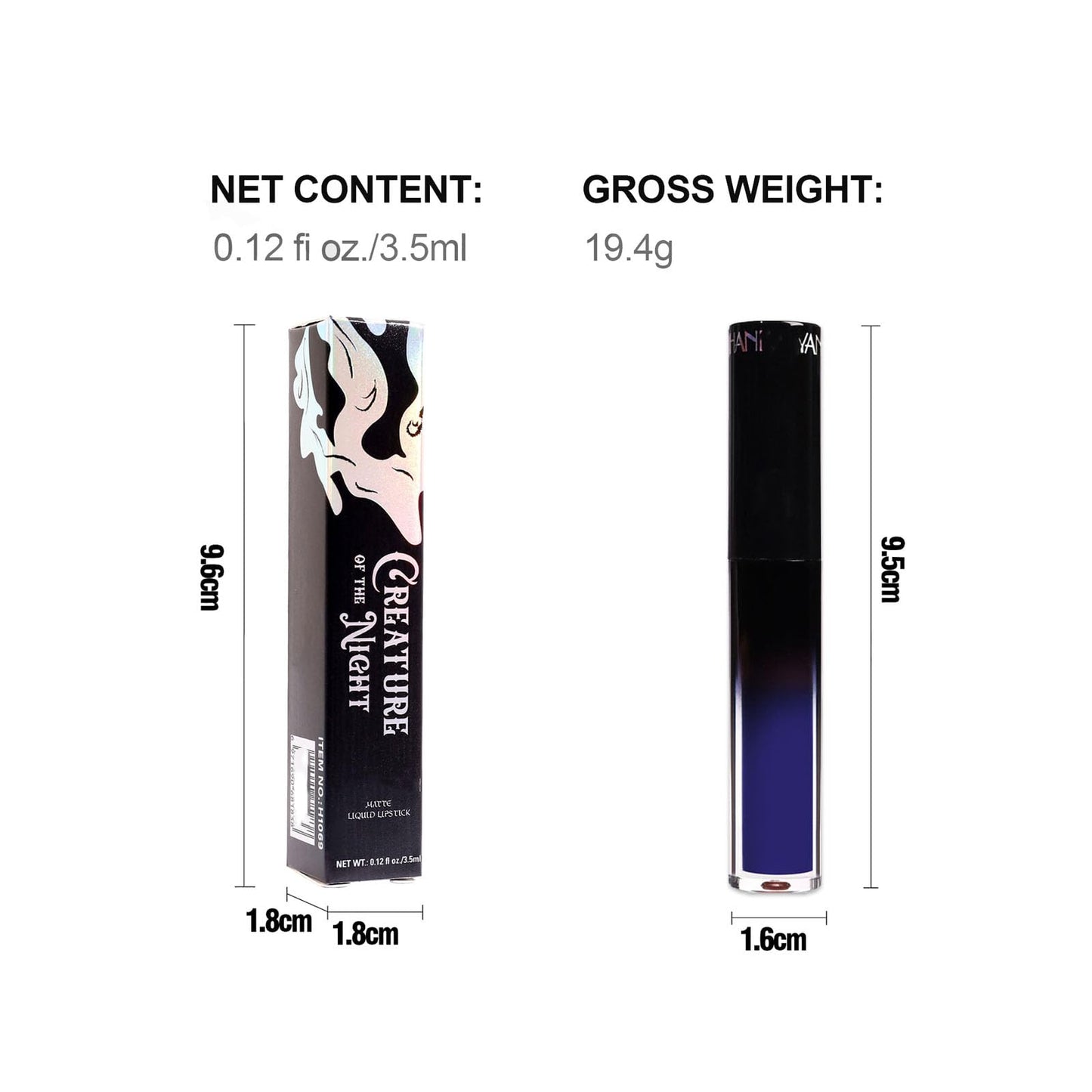 LYNTYAOU Blue Matte Lipgloss, Dark Bule Waterproof Lip Gloss Liquid Lipstick, Hot Color Violet Non-stick Cup Lip Gloss, Velvet Long Lasting Highly Pigmented, Holiday Gifts Lips Balm for Women