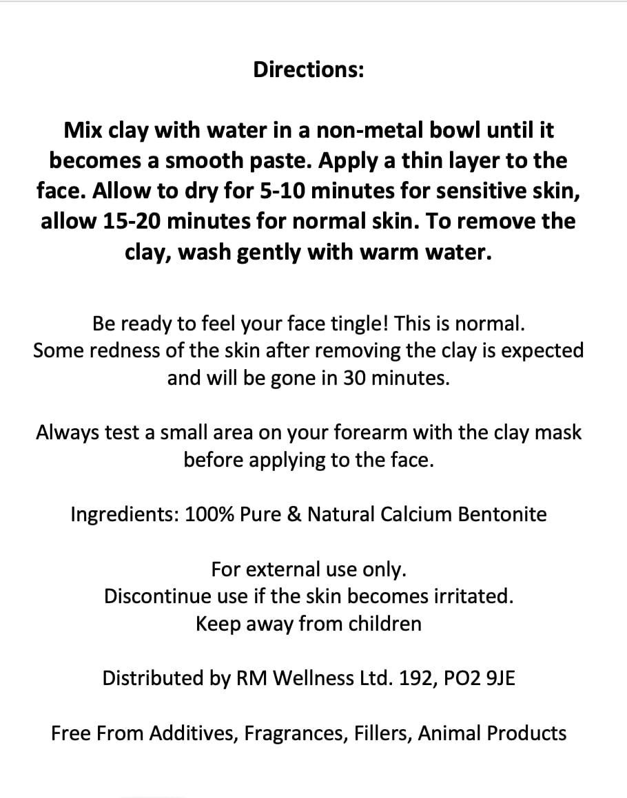 Pure Calcium Bentonite Clay – Natural Indian Healing Clay - Deep Cleansing Face Mask, Skin Facial, Hair Treatment, Detox & More – Vegan & Chemical Free (500 Grams)