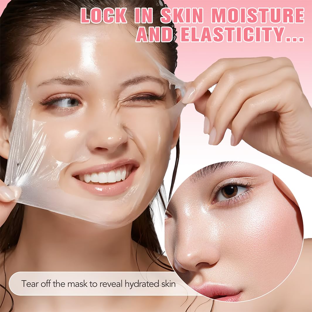 LEHYUKT Collagen Night Repair Mask, Night Wrap Mask + Cleansing Brush, Peel Off Face Masks, For Dry and Dehydrated Skin - Deep Moisturizing Treatment, Reduces Wrinkles and Dullness, Improves Skin Elasticity