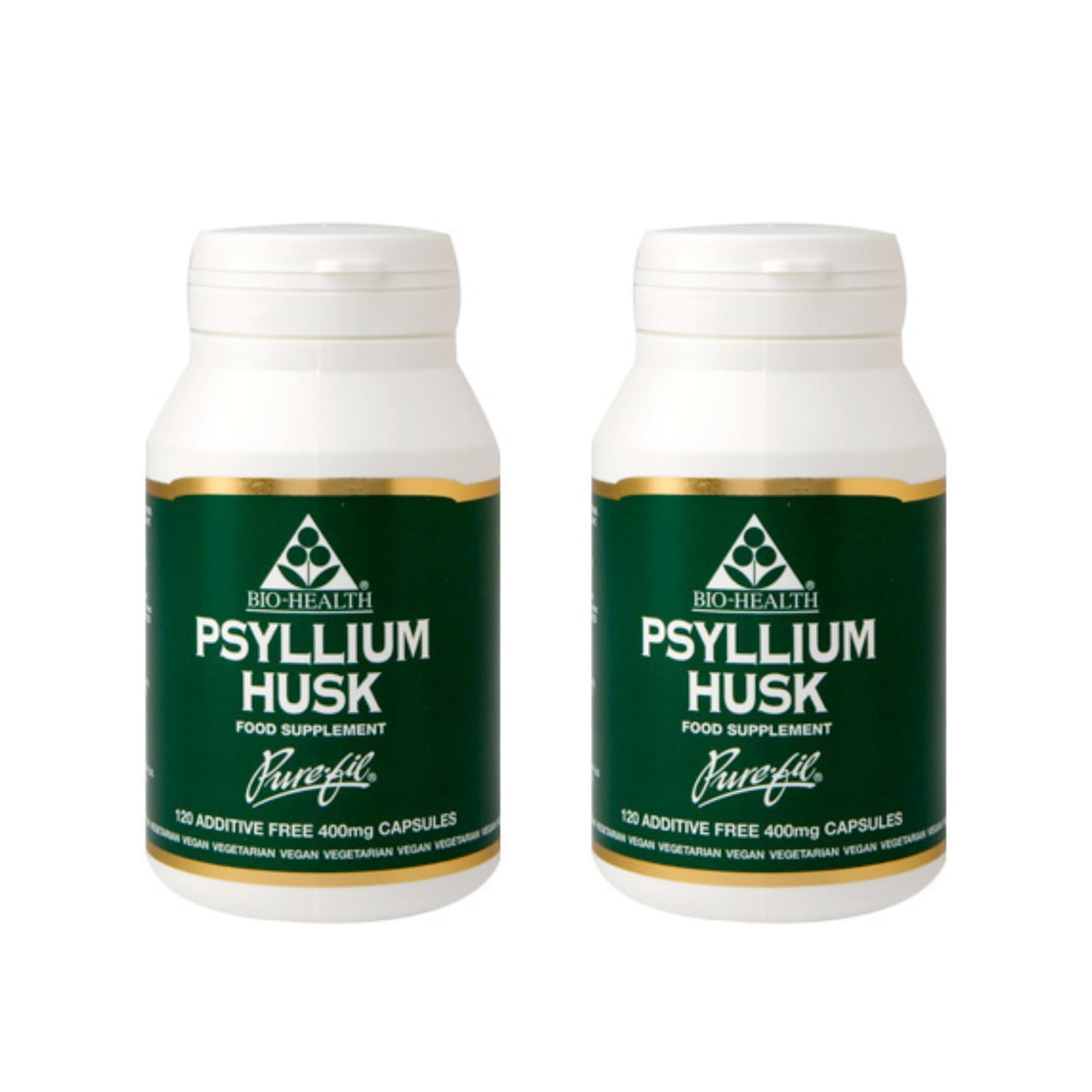 Bio-health Bio-Health Psyllium Duo Husk Pure Powdered Husk Food Supplement, Support for Healthy Intestinal Function and Healthy Cholesterol Levels, Additive Free 2 x 120 Capsules