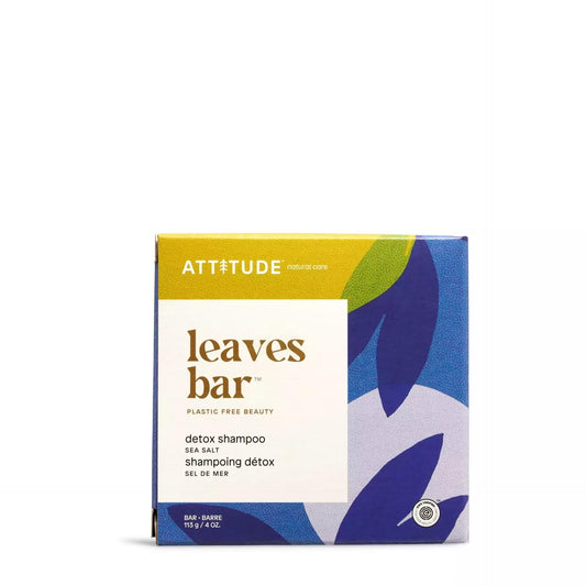 ATTITUDE Hair Shampoo Bar, EWG Verified, Vegan and Plastic-free Beauty Care, Detox, Sea Salt, 113 grams