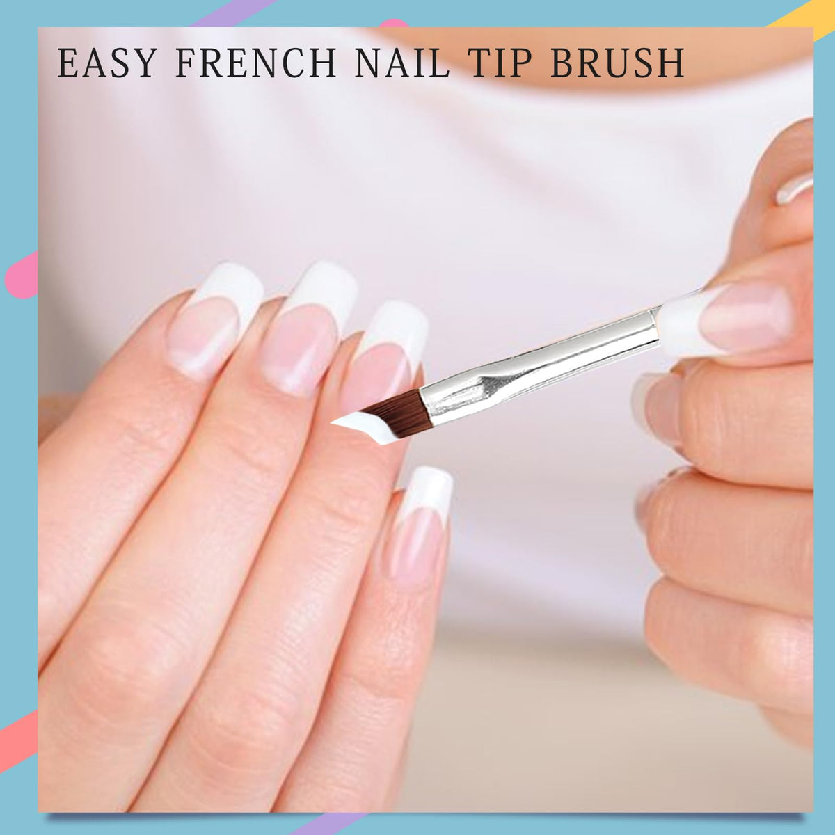 Honey Joy Oblique Head French Tip Nail Brush Black Handle UV Gel Acrylic Painting Drawing Pen Pack of 1, HJ-NB078