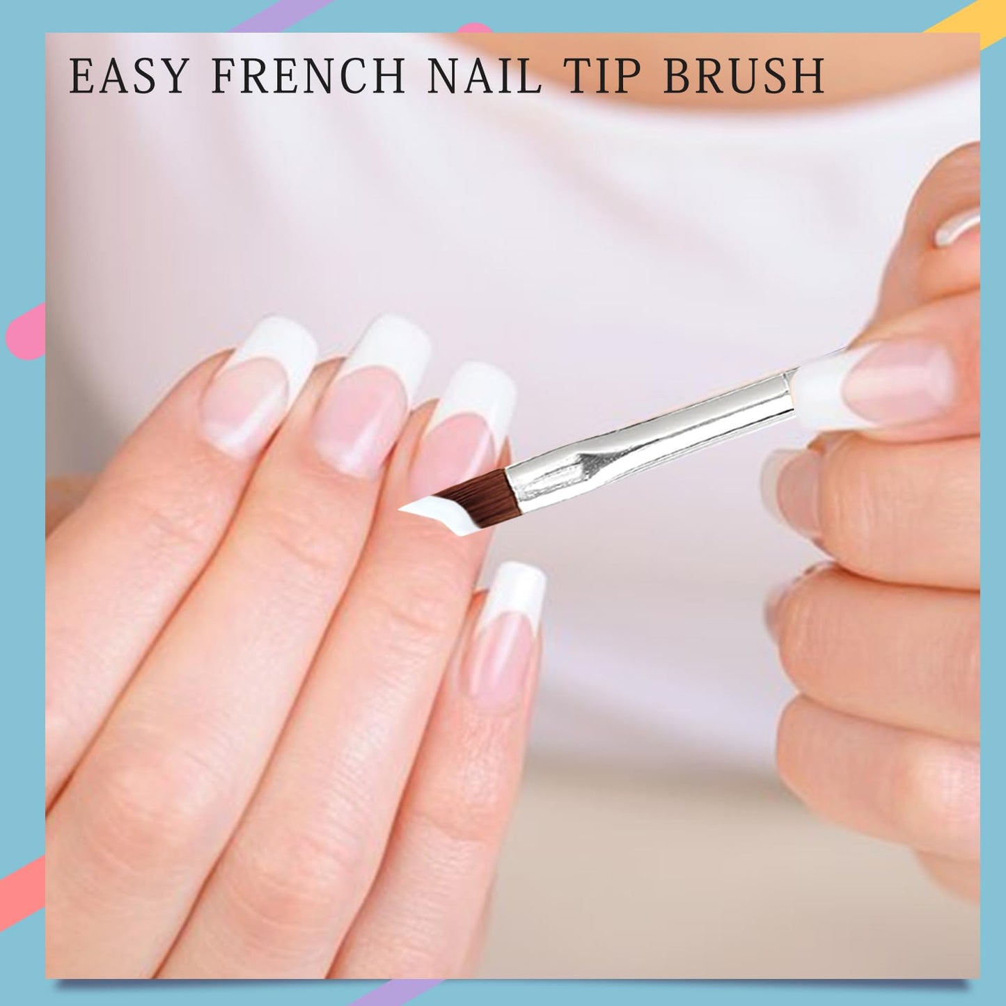 Honey Joy Oblique Head French Tip Nail Brush Black Handle UV Gel Acrylic Painting Drawing Pen Pack of 1, HJ-NB078