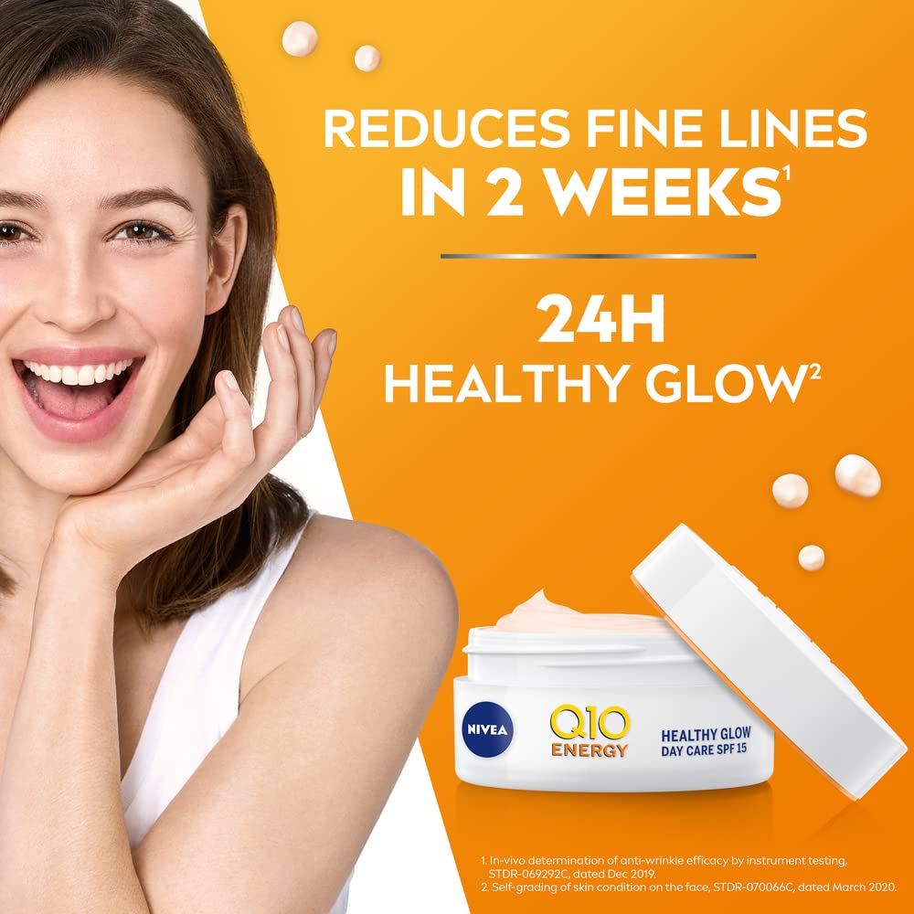 NIVEA Q10 Energy Healthy Glow Face Day Cream (50ml), for Women, Energising Moisturising, Vitamin C and E