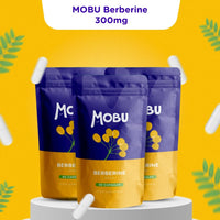 MOBU - Berberine 300mg Capsules | Support Cholesterol, Gut Health Booster | Formulated in The UK, Vegan, Weight Management Aid for Men & Women | PCOS Relief, Gluten Free - 60 Capsules