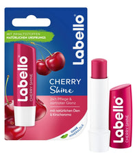 Labello Cherry Shine Lip Balm with Soft Red Shine and Shimmer Pigments and Cherry Flavours, Lip Care without Mineral Oils