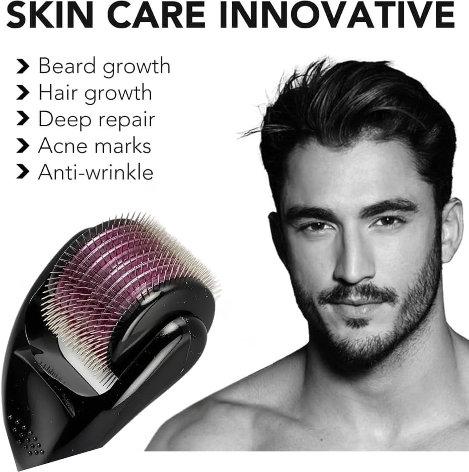 Derma Roller for Skin,Beard Derma Roller for Hair Growth & Care,Facial Roll, Micro needling 0.25mm 0.5mm 1mm 1.5mm,540 Titanium Micro Needles for Facial,Body & Hair Growth (0.5MM)