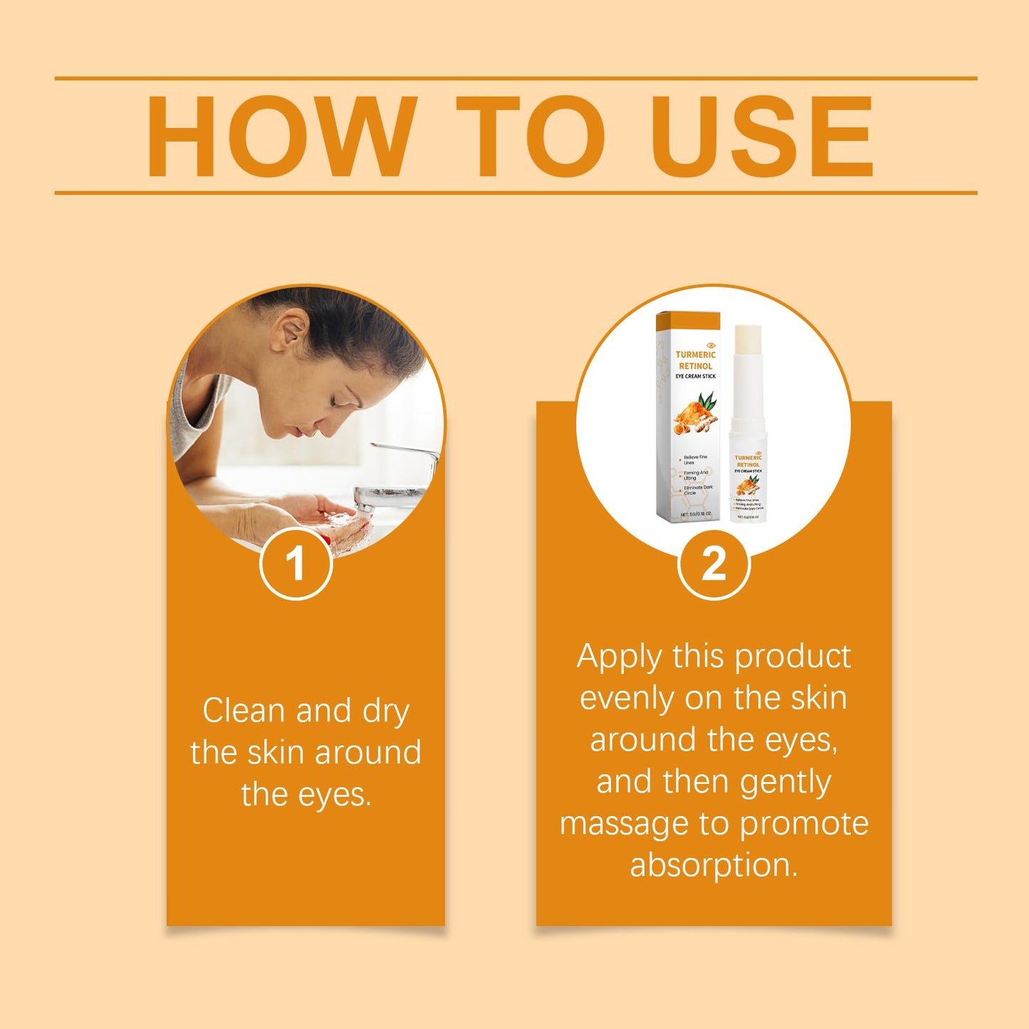 Turmeric Retinol Eye Balm Pen, Turmeric Retinol Eye Cream Stick, Turmeric Eye Cream Pen, Turmeric Retinol Eye Pen, Moisturising Eye Balm Stick Reduces Swelling and Bags