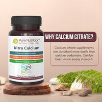 Pure Nutrition Ultra Calcium Citrate 1000mg Highly absorbable Calcium Supplement with Calcium Citrate Malate,Vitamin D,Zinc and Magnesium-1 Tablet Daily (90 Veg Tabs) Non-GMO |Gluten-Free-(Pack of 3)