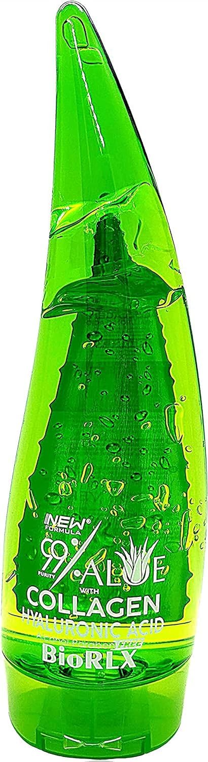 BioRLX 99% Purity Aloe Vera Gel with Collagen and Hyarulonic Acid for Face, Body and Hair 250 ml
