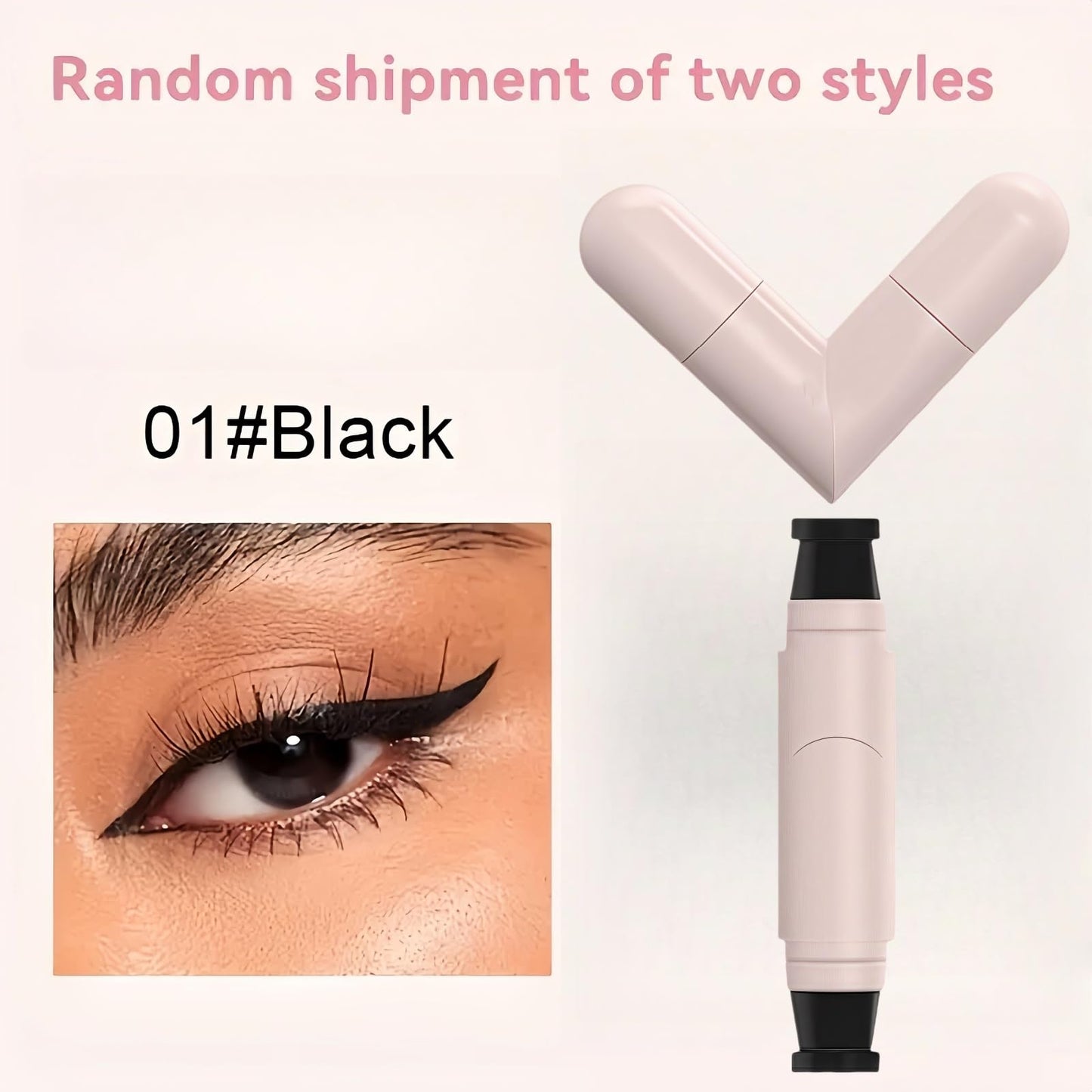 QinZiEn Eyeliner Stamp,Double-Tip Rotatable Winged Eyeliner Stamp,Waterproof Eyeliner,Non Smudge Eyeli/ner,Eyeli/ner Tool for Beginner,Eye Make-Up,Eyel/iner Stencil,Quick Dry Eye/liner Pen,Black Eye/liner