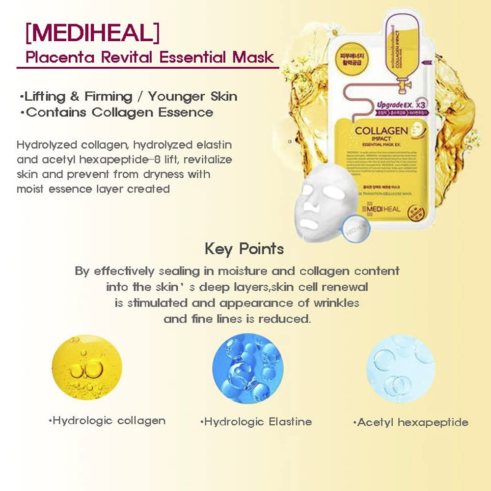 Grehge heet Mask Bundle N.M.F Aquaring Ampoule + Collagen Impact + Teatree Care + E.G.T Timetox Ampoule EX + W.H.P White Hydrating Black EX, 2pcs Each, 5 Different Masks, Totally 10 Sheets