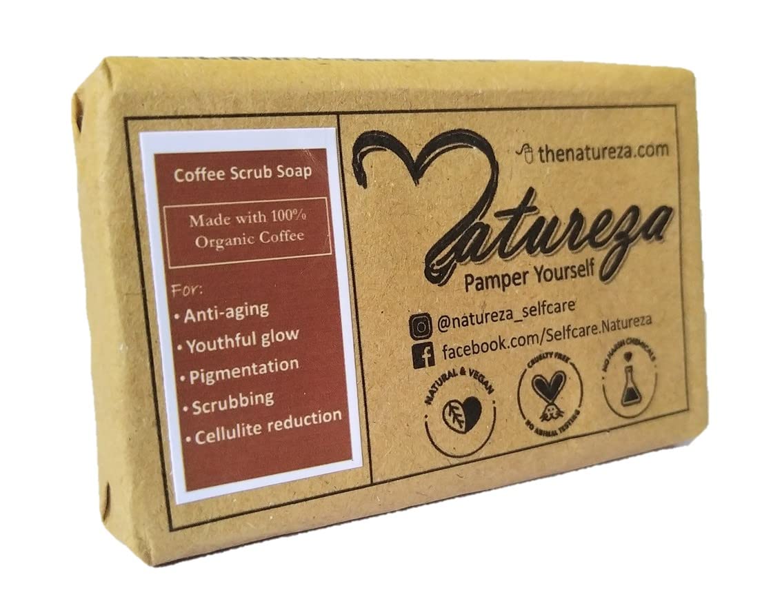 Natureza Organic Coffee scrub soap for deep cleansing anti ageing smooth spotless skin