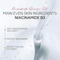 Grospe Niacinamide Skincare Set with Cleanser & Eye Cream & Face Cream Highly Concentrated and Pure Niacinamide Brightening Moisturising Delay Skin Aging Even Skin Tone 3-Piece Travel Size Skincare Set