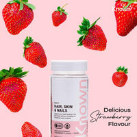 Hair, Skin & Nails Vitamin Gummies by Known | 60 Two-a-Day Vitamin Gummies (One Month’s Supply) | Natural Botanical Extract | for Healthy Hair, Skin & Nails | Strawberry Flavoured Gummies (Pack of 1)