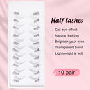 EMEDA 10 pairs Transparent Strip Half Lashes Accent False Eyelashes Natural Look Wispy Fake Corner Lashes Natural Half Eyelashes Cat Eye Lashes Short And Soft Faux Lashes (Accent Lashes)