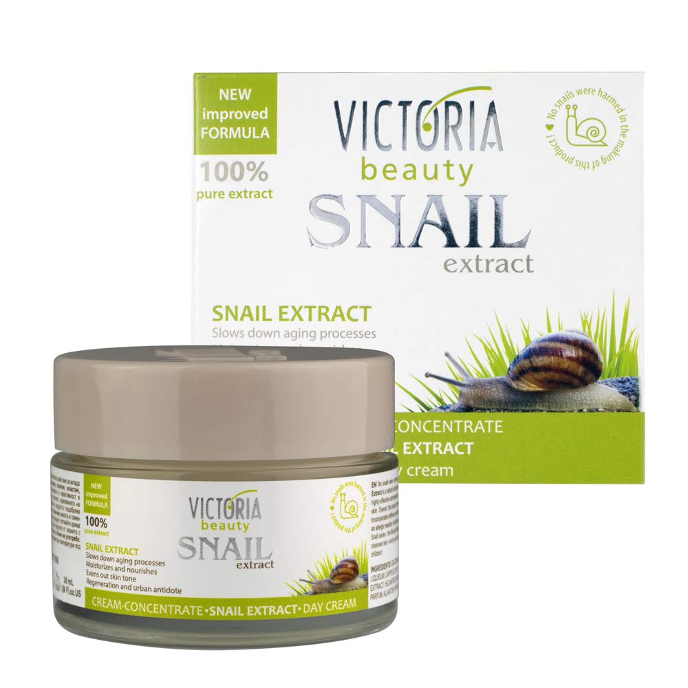 Victoria Beauty Snail Face Cream with Vitamin C and E, Retinol, Hyaluronic Acid and Collagen - Day and Night Anti Wrinkle Moisturiser - 100% Organic Snail Extract, 50ml