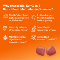 Bio-Kult 3in1 Biotic Blend Probiotic Gummy with Multivitamins, for Kids 4+, Strawberry Flavour, 30 Gummies