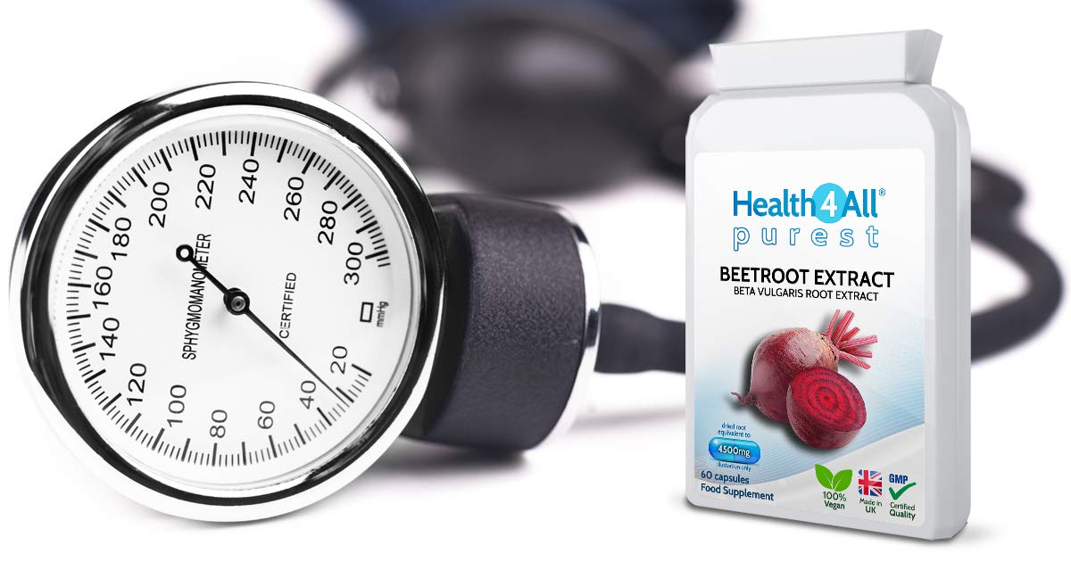 Beetroot Extract 4500mg 60 Capsules (V). (not Tablets) Purest: no additives Vegan Supplement standardised to nitrates Contents. Made in The UK by Health4All