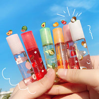 Dulele 6 Pcs Hydrating Fruit-Flavored Lip Oil Set, Long Lasting Transparent Moisturizing No-Sticky Plumping Lip Gloss, Colorless Lip Care Kit(Peaches, Orange, Avocado, Strawberry, Watermelon, Coconut)