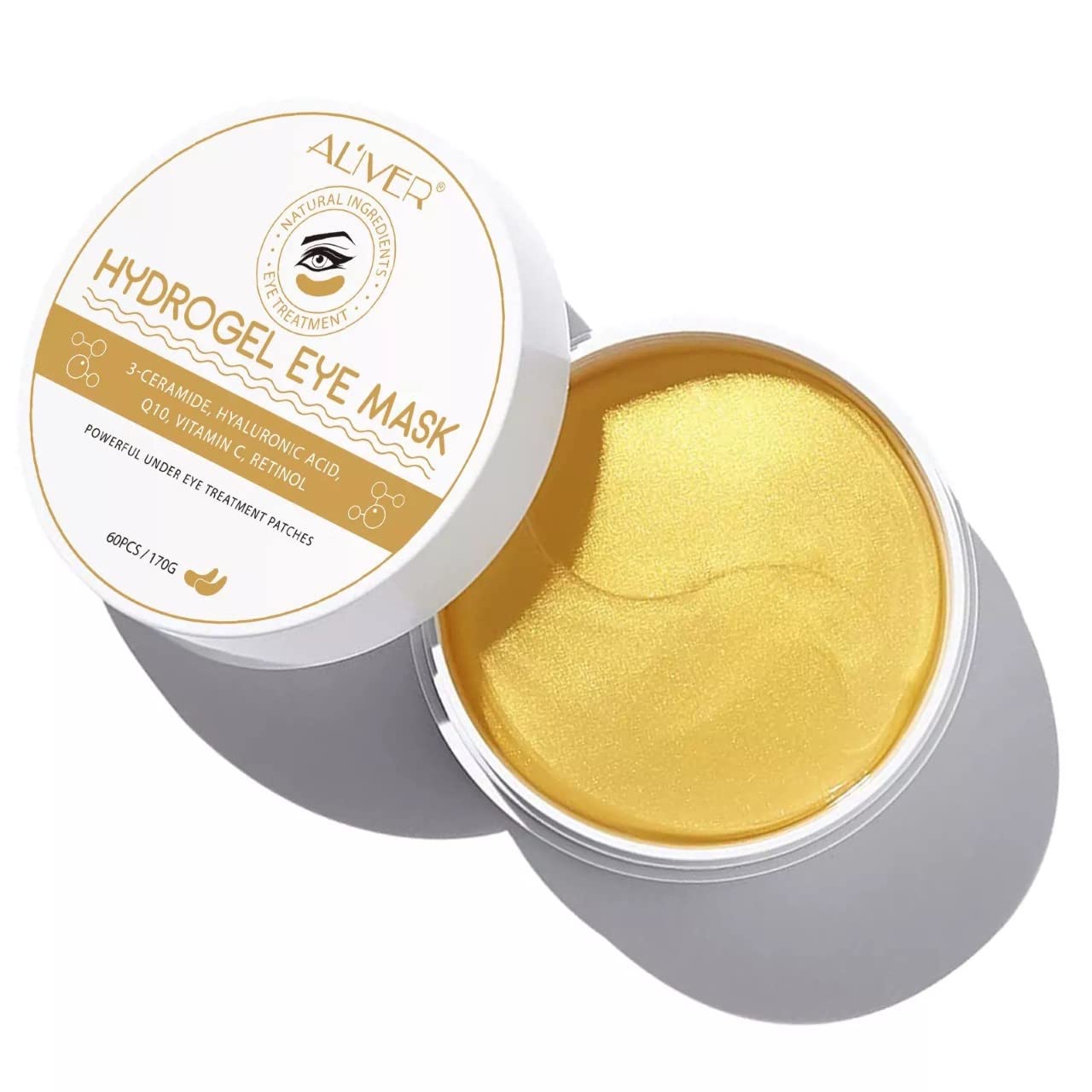 Generic Hydrogel Collagen Under Eye Masks, Under Eye Patches for Dark Circles & Bags, 24K Gold Cooling Gel Pads, Fine Wrinkles, Hydrating, Deep Moisturizing Improves Elasticity, 60 PCS