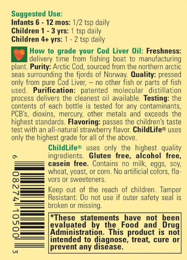 Generic Child Life's Pure Arctic Cod Liver Oil, Natural Strawberry Flavour, 237 ml
