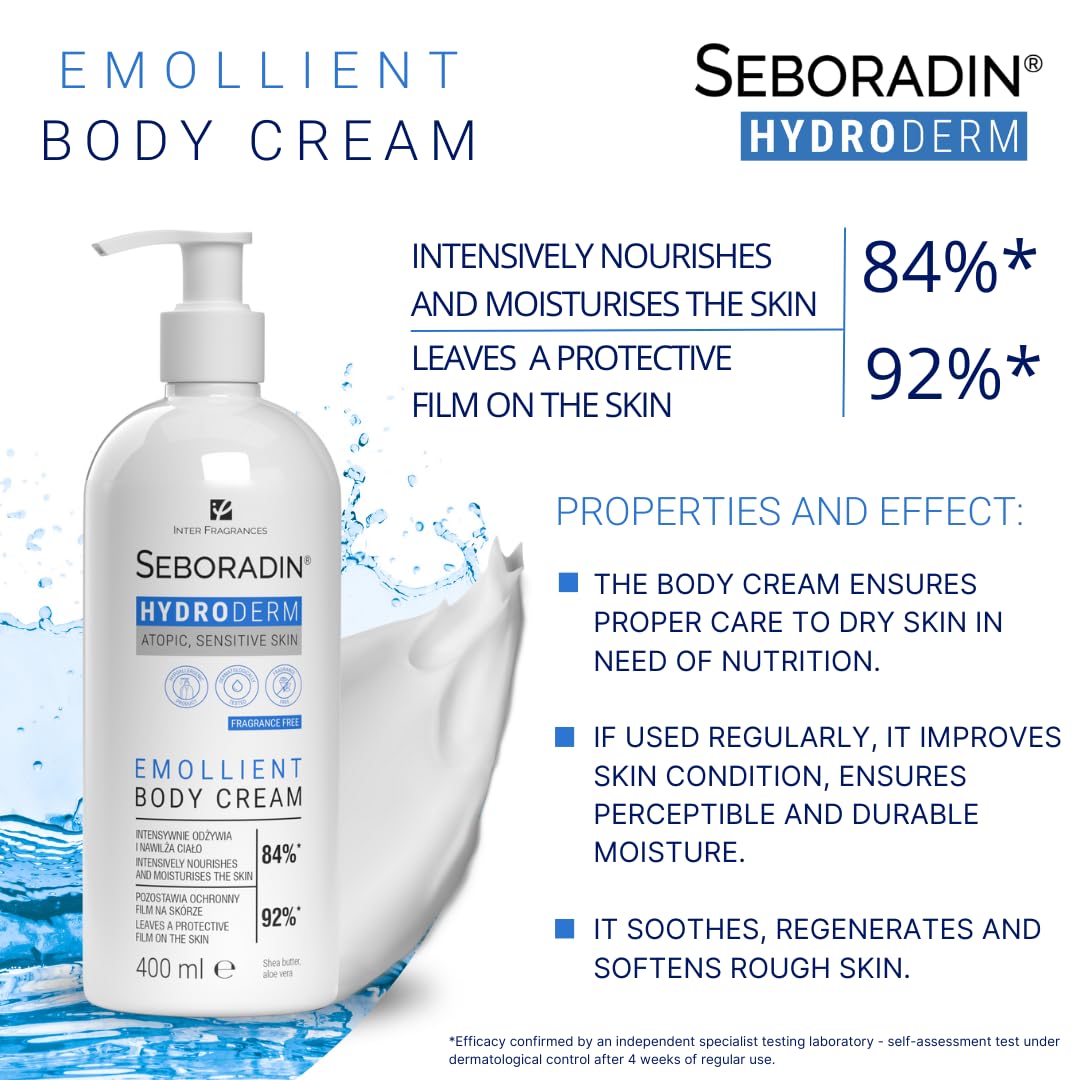 SEBORADIN Seboradin Hydroderm Body Lotion Body Cream For Sensitive Dry Atopic Skin Moisturising Lotion For Women And Men Body Care With Shea Butter And Aloe Vera 400ml
