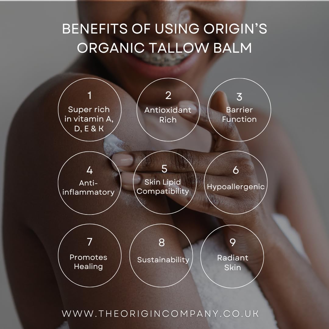 Origin - Organic Beef Tallow Skin Care. Whipped cream balm for adults and baby. Barrier skin food for dry skin eczema rosacea menopausal. (Cedarwood, Juniper, Fir needle, Sandalwood)