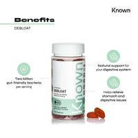 2 Billion Gut Friendly Bacteria Debloat Probiotic Vitamin Gummies from Known Nutrition | 60 Two-a-Day Gummies | Daily Gut & Debloat Support | Added Vitamin C | Mixed Berry Flavour (Pack of 1)