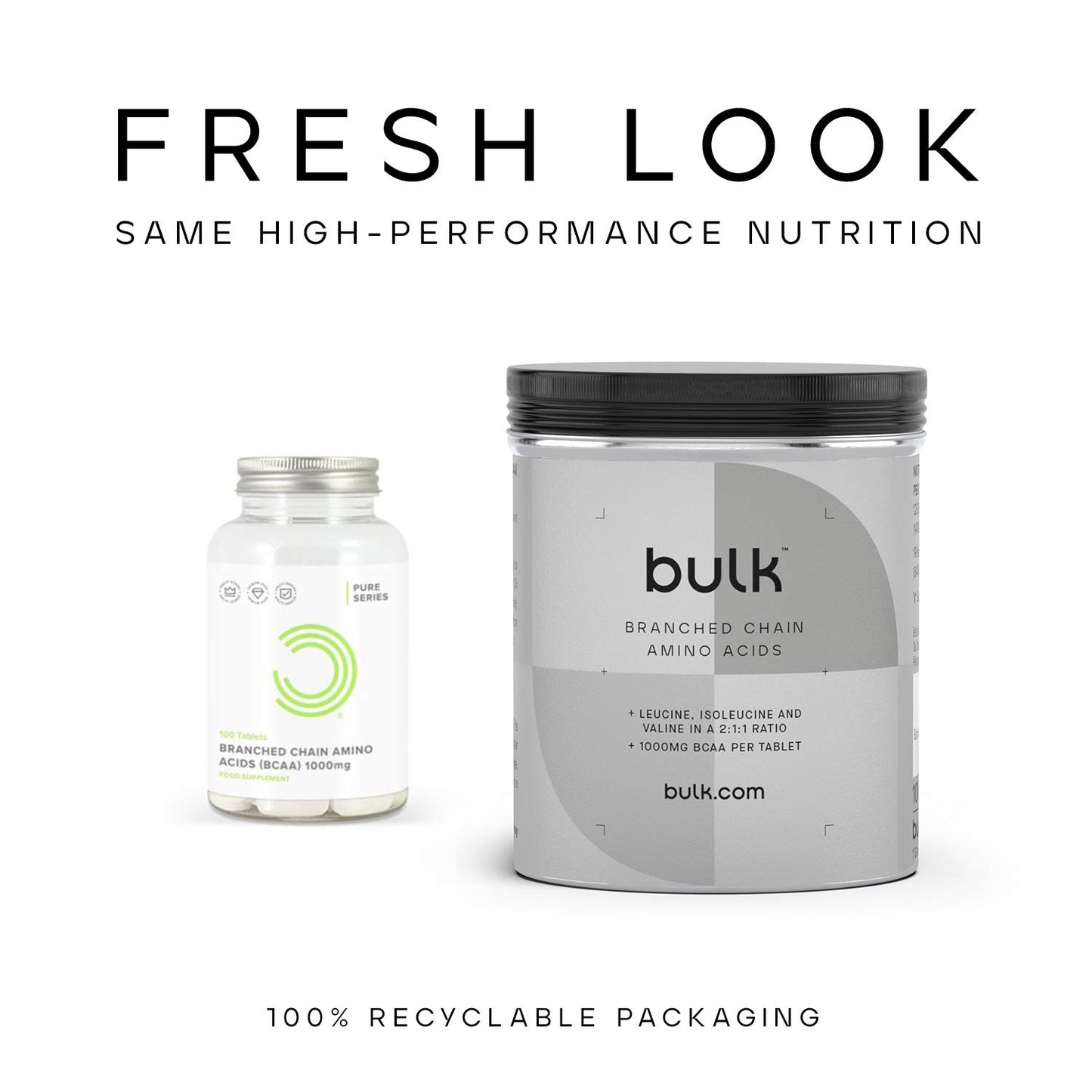 Bulk Pure Branched Chain Amino Acid (BCAA) Tablets, 1000 mg, Pack of 100, Packaging May Vary