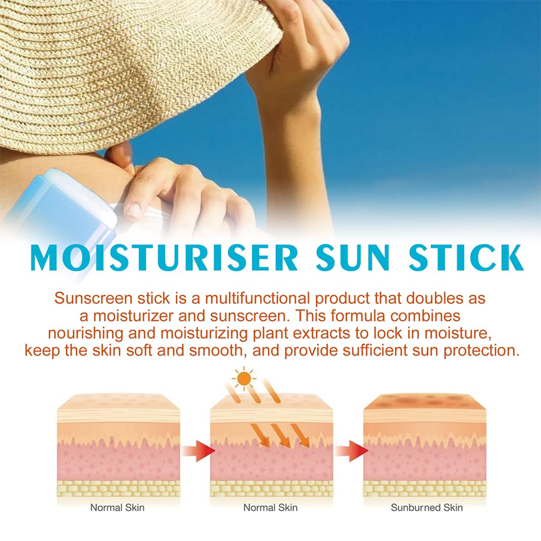 LEHYUKT Lnvisible Sunscreen Stick SPF 50 PA, Dry and Wet Skin Sunscreen Stick, Suitable for Face & Body, Waterproof and Sweat-Proof, Refreshing and Non-Sticky, Travel Sunscreens, Suitable for All Skin Types