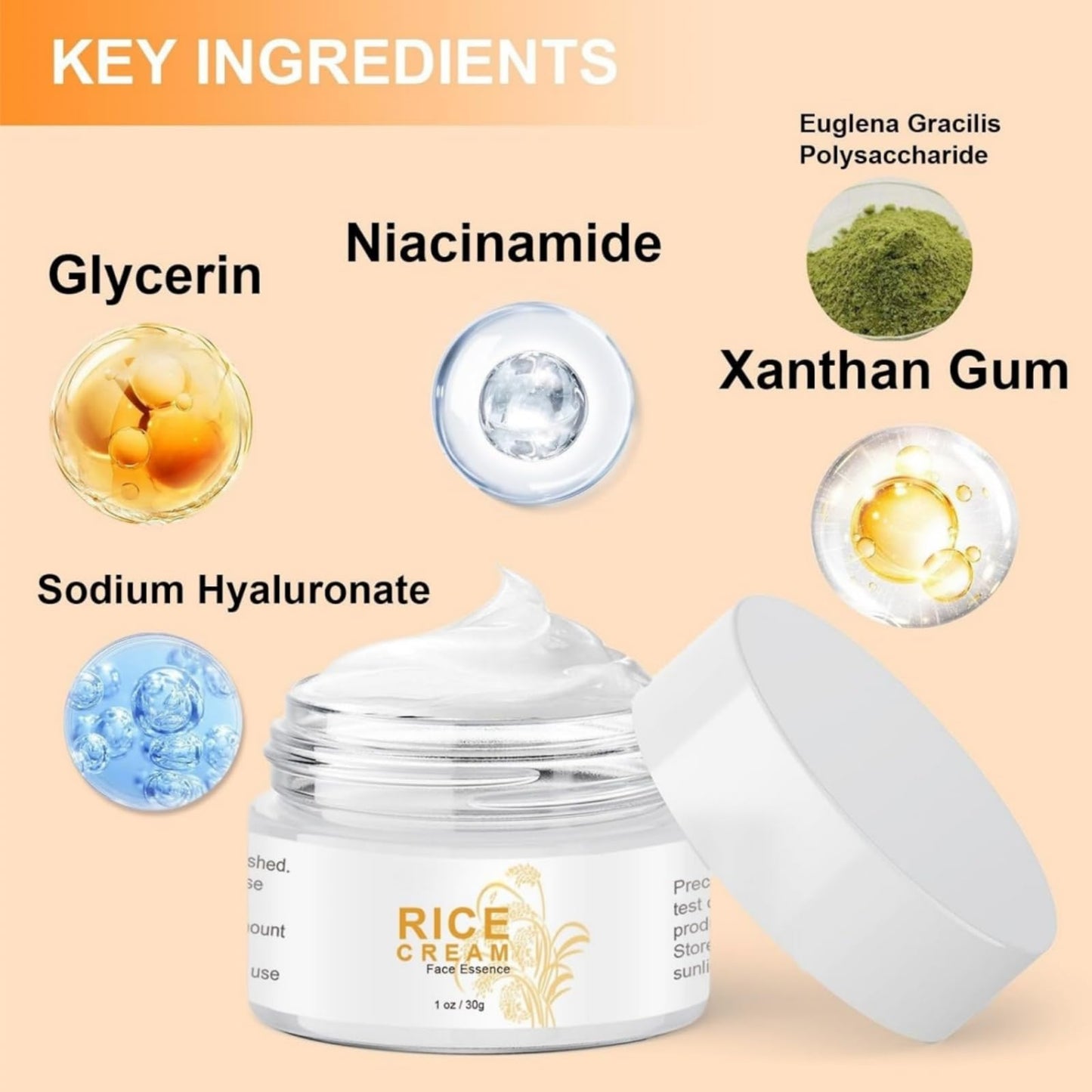Rice Cream For Face,Korean Face Cream With Rice Extract,Korean Skincare Moisturiser With Niacinamide,Improves Moisture Skin Barrier,Soothing To Even Out Skin Tone,High Firming & Deep Nourishing,30g