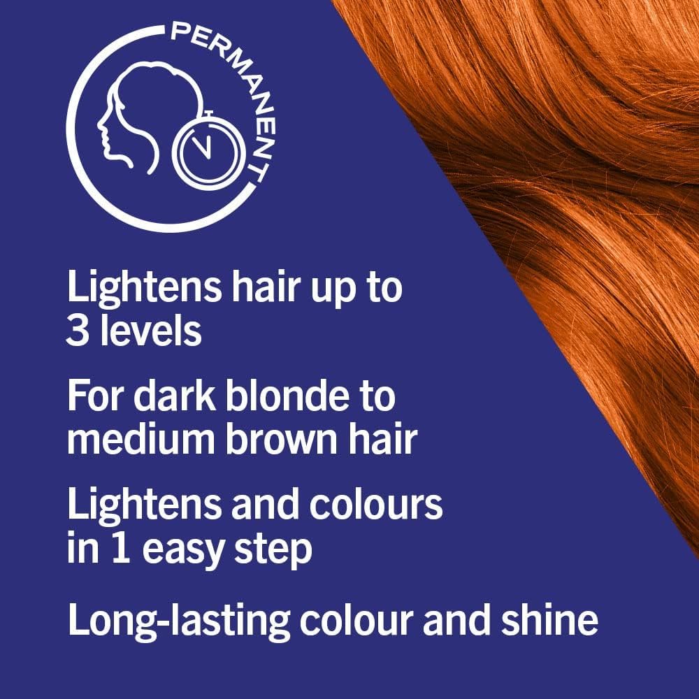 Schwarzkopf LIVE Colour + Lift, Long-Lasting Permanent Copper Hair Dye, Lightens Up To 3 Levels, Tangerine Twist L74,package may vary
