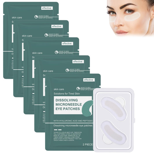 Cureluxe Pack of 5 Dissolving Microneedle Eye Patches,Dissolving Microneedle Eye Patches with Peptides,Hyaluronic acid,Glycerin,Anti Wrinkle Pat-ches,Under Eye Pat-ches for Dark Circles & Puffy Eyes