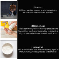 mGanna 100% Natural Talc Powder for Facial Make-up and Cosmetic formulations 0.5 LBS / 227 GMS