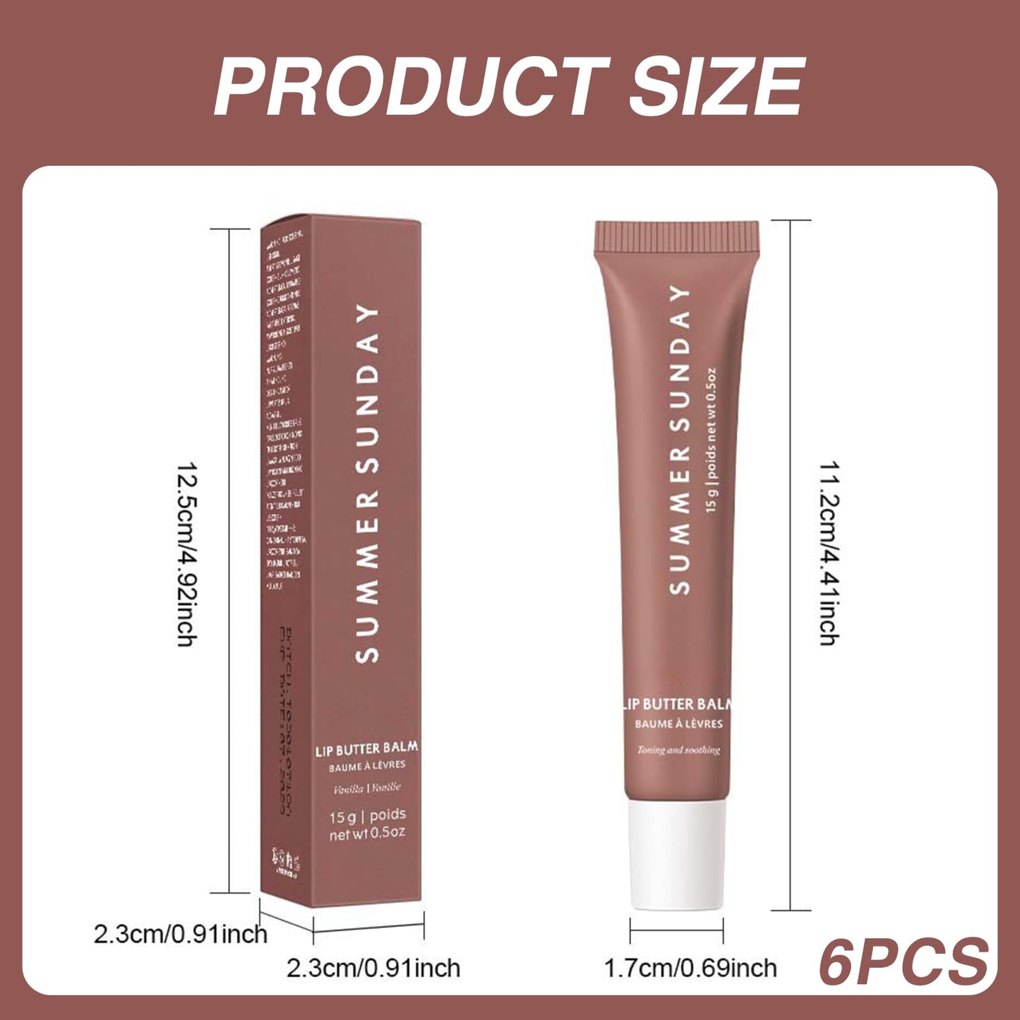 FunnAura 6 PCS Summer Lip Butter Balm Set, Moisturizing Tinted Lip Balm Anti-cracked Plumping for Women Men