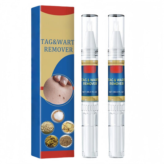 2PCS War/t Remover Pen,Tags and Mo/le Remover Pen,2 In 1 War/t and War/t Treatment,War/t Remover Liquid,Ver/ruca Treatment,Mo/le Removal Cream,Brush Design,Suitable for All Type Skins