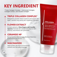 Lumiter Collagen Night Wrapping Mask, Overnight Face Mask Peel Off, Collagen Mask Overnight, Wrapping Night Masks with Triple Collagen&Niacinamide, Reduces Wrinkle, Skin Elasticity, 75ml