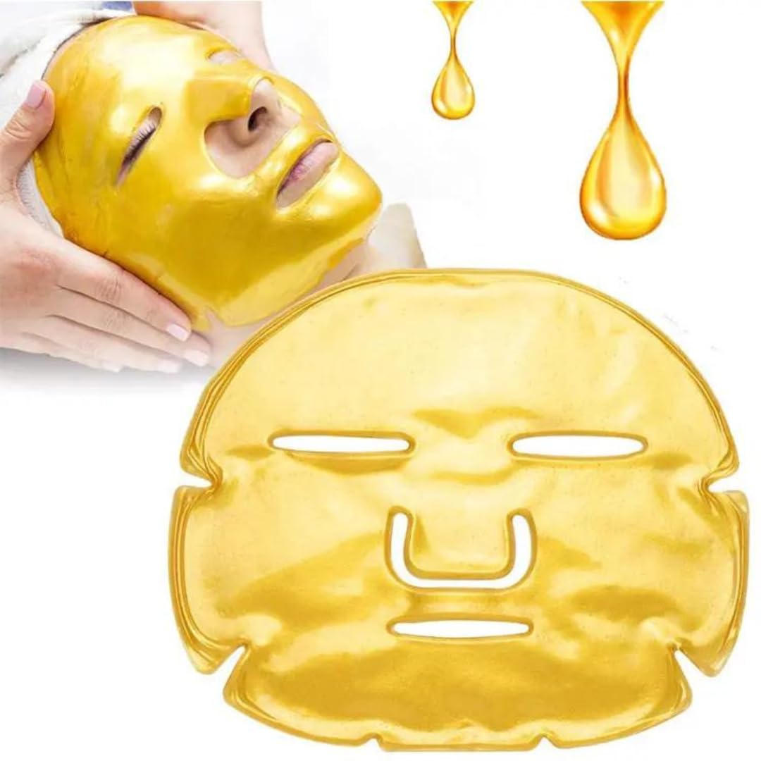 OVALA 5 x Gold Face Mask 24k Gold Crystal Gel Collagen Facial Masks, Treatment Deep Moisturizing Facial Masks For Anti Aging Puffiness Skincare Anti Wrinkle Tighten Skin